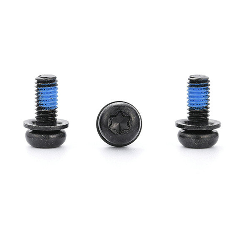 Черный тройной установочный винт Torx Micro Mini с круглой головкой и нейлоновой накладкой Черный тройной установочный винт Torx Micro Mini с круглой головкой и нейлоновой накладкой