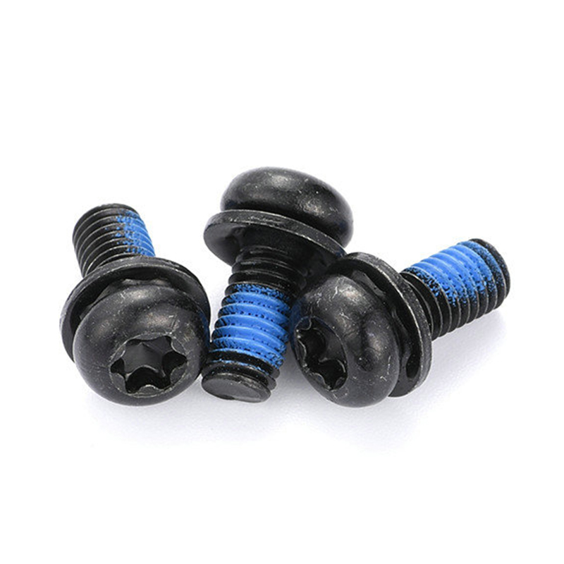 Черный тройной установочный винт Torx Micro Mini с круглой головкой и нейлоновой накладкой Черный тройной установочный винт Torx Micro Mini с круглой головкой и нейлоновой накладкой
